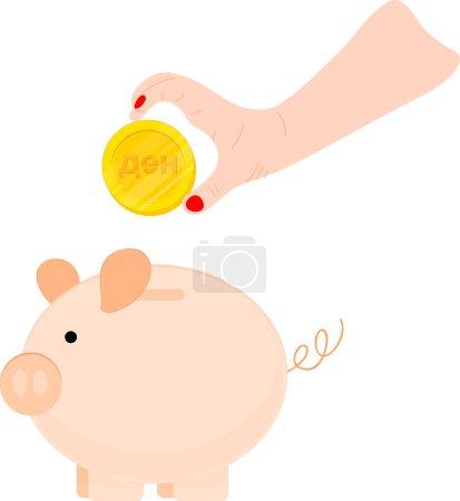 Illustration for Piggy coin and coin - Royalty Free Image