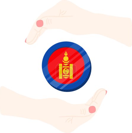 Téléchargez les illustrations : Drapeau Mongolie dessiné à la main, Mongolie Tugrik Golden dessiné à la main - en licence libre de droit