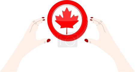 Téléchargez les illustrations : Main canada et drapeau du pays canada illustration vectorielle - en licence libre de droit