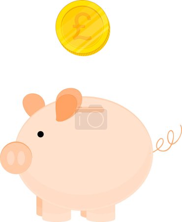 Ilustración de Banco con una moneda, ilustración vectorial, eps 1 0 - Imagen libre de derechos