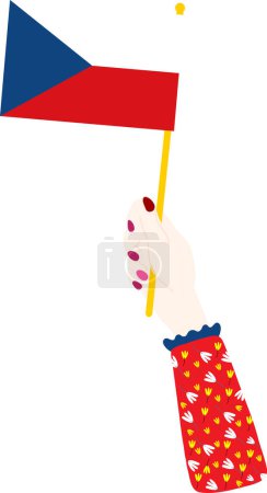 Illustration for Woman holding flag of france - Royalty Free Image