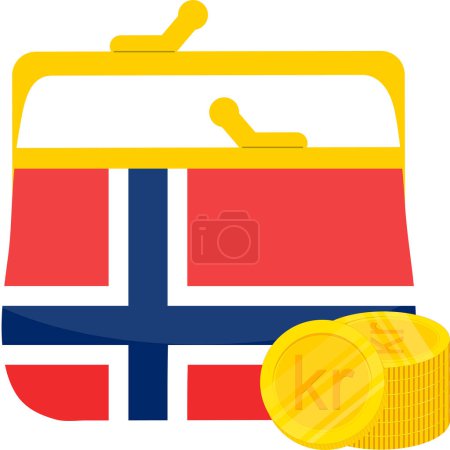 Téléchargez les illustrations : Sac d'argent avec drapeau norway - en licence libre de droit