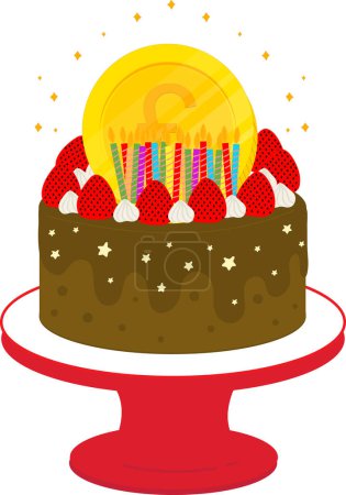 Téléchargez les illustrations : Carte d'anniversaire avec gâteau - en licence libre de droit