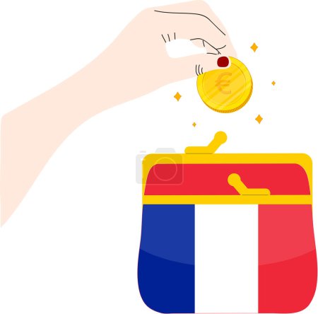 Ilustración de Bolsa de dinero y papas fritas en la caja con regalo vector ilustración diseño - Imagen libre de derechos