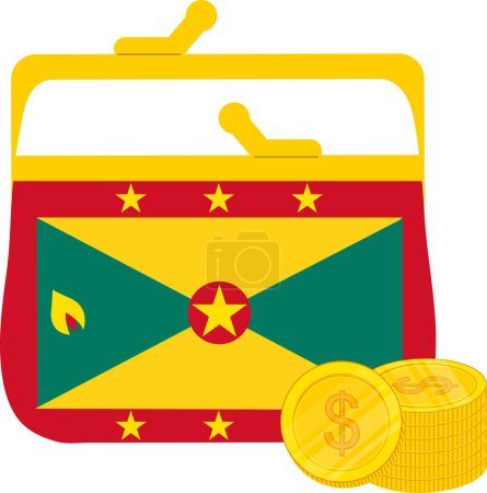 Illustration for Grenada Flag hand drawn,East Caribbean dollar hand drawn - Royalty Free Image