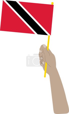 Téléchargez les illustrations : Drapeau à portée de main avec la main du drapeau de Trinidad et tobago - en licence libre de droit