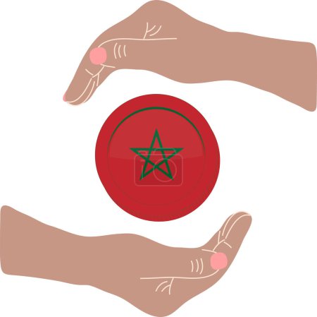 Téléchargez les illustrations : Main tenir drapeau icône marocain, drapeau marocain - en licence libre de droit