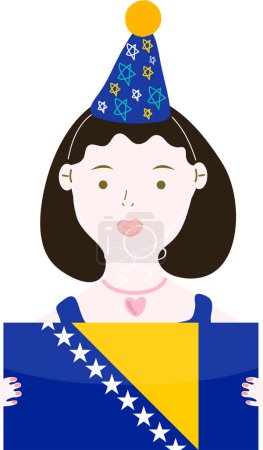 Illustration for Vector image of the woman of the ukrainian national ukrainian flag in the shape of an icon. - Royalty Free Image