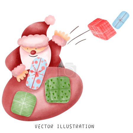 Illustration for Hand Drawn Santa Claus and Festive Christmas Illustration - Royalty Free Image