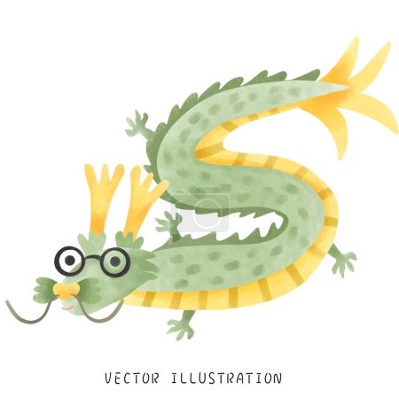 Téléchargez les illustrations : Célébrez 2024 peint à la main Nouvel An chinois du dragon dans un style aquarelle vibrant - en licence libre de droit