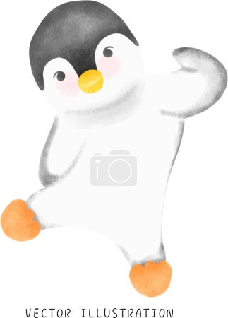 Ilustración de Adorable Penguin Delight: Cute Hand-Drawn Watercolor Illustration for Winter Fun - Imagen libre de derechos