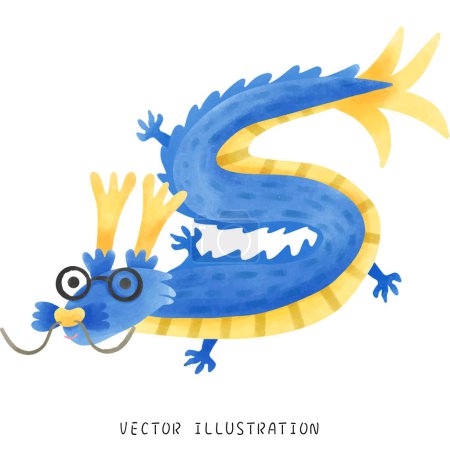 Illustration for Celebrate the 2024 New Year of the Dragon with Watercolor Style Illustration - Royalty Free Image