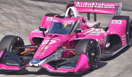Photo for Long Beach, CA - April 15, 2023: IndyCar driver Kyle Kirkwood competing in the Long Beach Grand Prix in Andretti Autosport's No. 27 car. - Royalty Free Image
