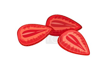 Illustration for Strawberry dried fruit isolated on white background. Vector illustration of sweet dried strawberry in flat style. Icon of strawberry. Healthy snacks. Cartoon style. - Royalty Free Image