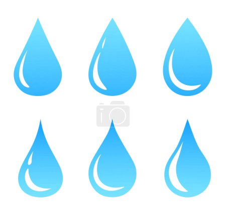 Illustration for Set of water drops isolated on white background.Set of blue icons of water drops. Vector abstract water illustration in flat style.Water symbol for logo design.Vector illustration. - Royalty Free Image