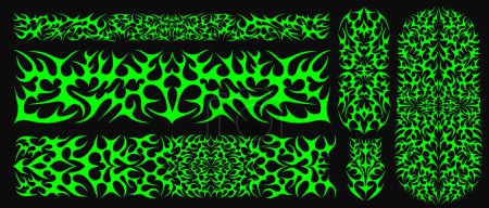 Cyber Sigilisme Style de tatouage Formes nettes Conception vectorielle. Texture néo-tribale cool. Y2k Futuristic Acid toile de fond.