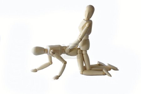 Photo for Den Helder, Netherlands. January 2023. Wooden dummies having sex doggystyle. High quality photo - Royalty Free Image