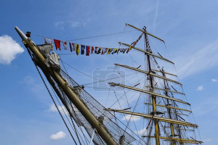 Photo for Den Helder, Netherlands. June 30, 2023. The bowsprit and rigging of a Polish tall ship in the port of Den Helder. High quality photo - Royalty Free Image