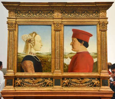 Photo for Florence, Italy. September 18, 2023. The Dukes of Urbino Federico da Montefeltro and Battista Sforza painted by Piero della Francesca in Uffizi gallery in Florence. High quality photo - Royalty Free Image