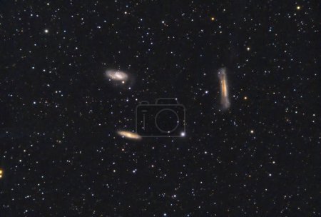 Photo for The Leo Triplet also known as the M 66 Group,  (messier 65, messier 66, NGC 3628). in the  Leo constellation - Royalty Free Image