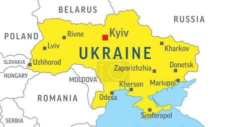 Ilustración de Mapa de Ucrania. Zoom en Mapa del Mundo. Stock Vector Ilustración - Imagen libre de derechos