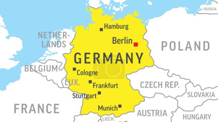 Téléchargez les illustrations : Allemagne Carte. Zoom sur la carte du monde. Vidéo 4k Stock. Motion Graphics. Illustration vectorielle du stock - en licence libre de droit