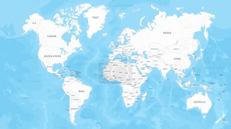 Mapa del mundo. Alivio. Países Vector Stock Illustration