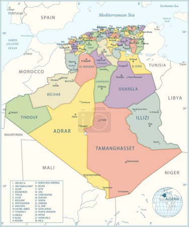 Ilustración de Mapa de Argelia - ilustración vectorial altamente detallada - Imagen libre de derechos