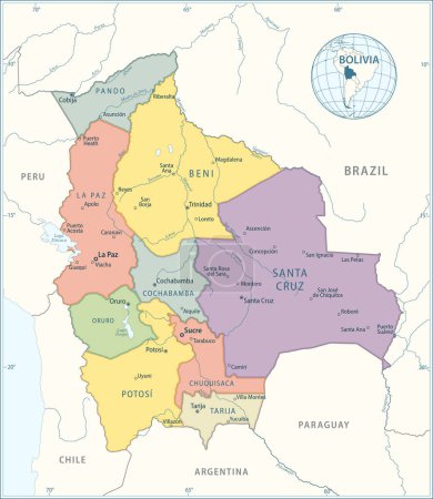Ilustración de Mapa de Bolivia - ilustración vectorial altamente detallada - Imagen libre de derechos