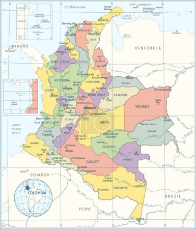 Illustration pour Carte de Colombie - Illustration vectorielle très détaillée - image libre de droit