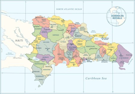 Illustration for Map of Dominican Republic - Highly Detailed Vector illustration - Royalty Free Image