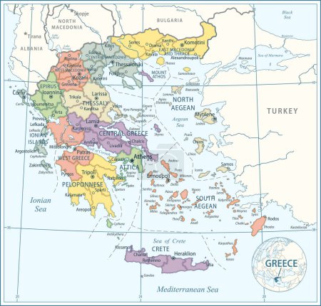 Ilustración de Mapa de Grecia - ilustración vectorial altamente detallada - Imagen libre de derechos