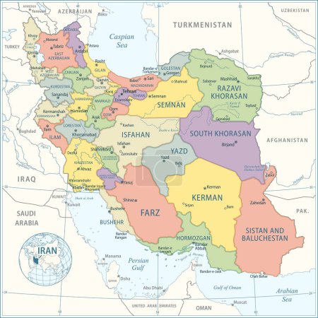 Ilustración de Mapa de Irán - ilustración vectorial altamente detallada - Imagen libre de derechos