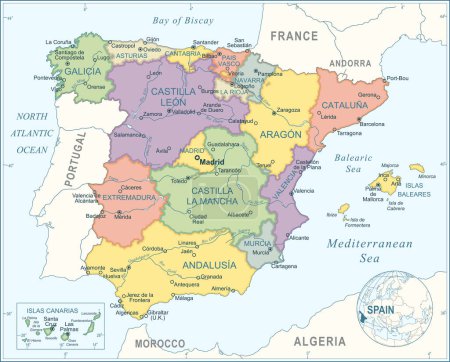 Illustration for Vector illustration of Spain map - Royalty Free Image