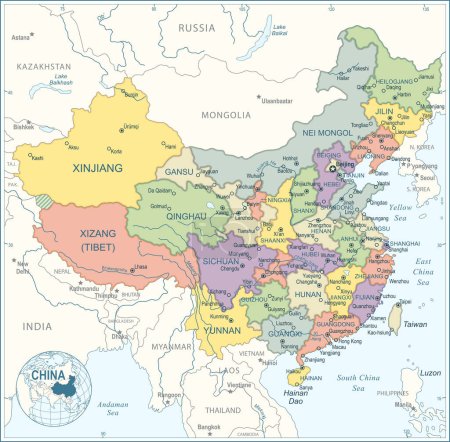 Ilustración de Mapa de China - ilustración vectorial muy detallada - Imagen libre de derechos
