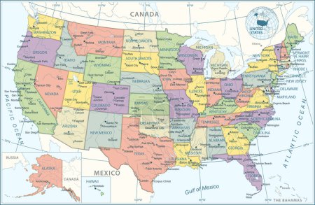 Karte der Vereinigten Staaten - Vektorillustration