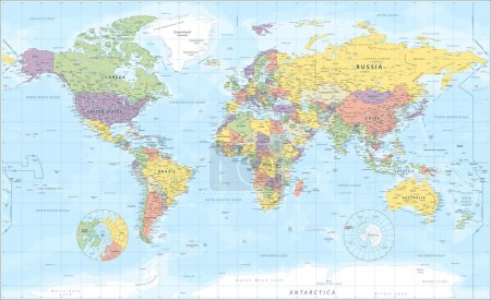 Téléchargez les illustrations : Carte du monde - Illustration vectorielle très détaillée - en licence libre de droit