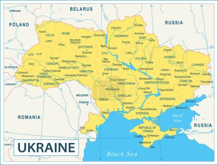 Karte der Ukraine - Hohe Detaillierte Vektorillustration