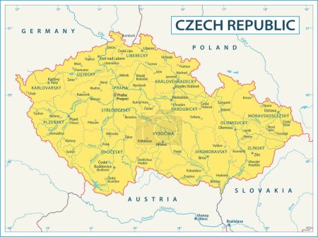 Illustration for Map of Czech Republic - High Detailed Vector Illustration - Royalty Free Image