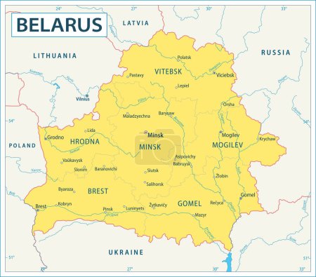 Illustration for Map of Belorussia - Highly Detailed Vector illustration - Royalty Free Image