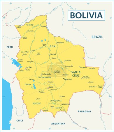 Téléchargez les illustrations : Carte de Bolivie - Illustration vectorielle très détaillée - en licence libre de droit