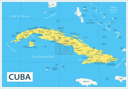 Ilustración de Mapa de Cuba - ilustración vectorial altamente detallada - Imagen libre de derechos