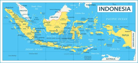 Ilustración de Mapa de Indonesia - ilustración vectorial altamente detallada - Imagen libre de derechos