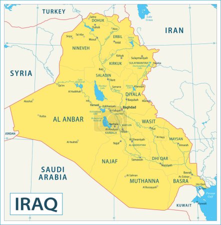 Mapa de Iraq - Ilustración vectorial altamente detallada