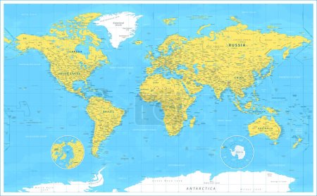 Mapa del mundo - Ilustración vectorial altamente detallada