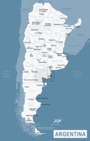Téléchargez les illustrations : Carte d'Argentine. Illustration vectorielle détaillée de la carte argentine. Modèle de stock - en licence libre de droit