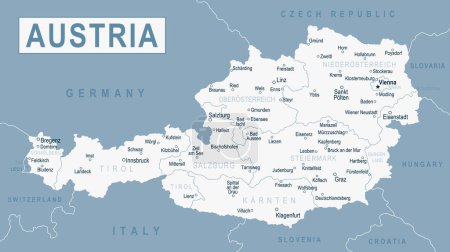 Ilustración de Mapa de Austria. Ilustración vectorial detallada del mapa austriaco. Plantilla de acción - Imagen libre de derechos