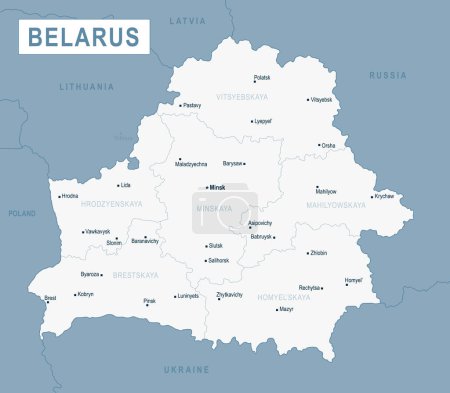 Belarus Map. Detailed Vector Illustration of Belorussian Map. Stock Template