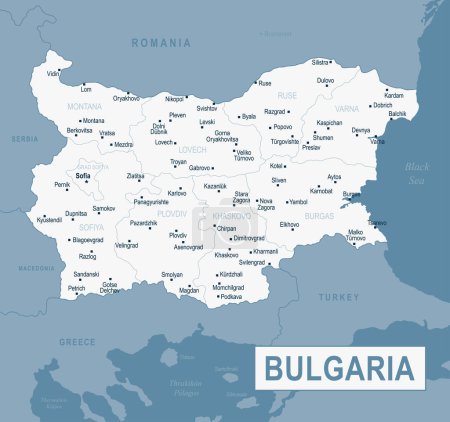 Mapa de Bulgaria. Ilustración vectorial detallada del mapa búlgaro