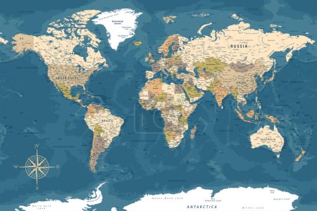 Weltkarte - Hochdetaillierte Vektorkarte der Welt. Ideal für die Print-Plakate